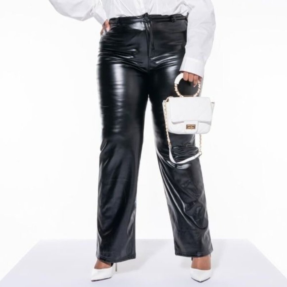 Miz Boot Cut Vegan Leather High Rise Stretch Pants 7 9 11 13 - Picture 12 of 14